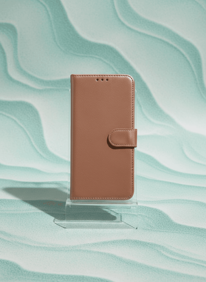 iPhone 15 Pro Rose gold Leather Wallet Case